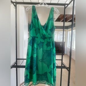 Moulinette Soeurs Green Backless Dress with Turtle Design